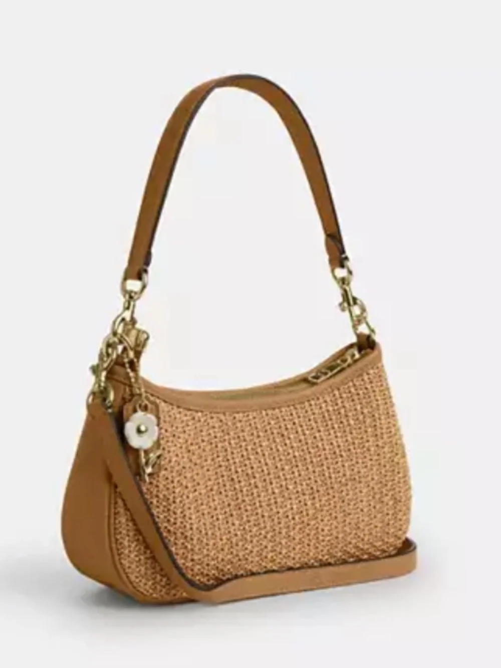 Teri Shoulder Straw Bag With Charm